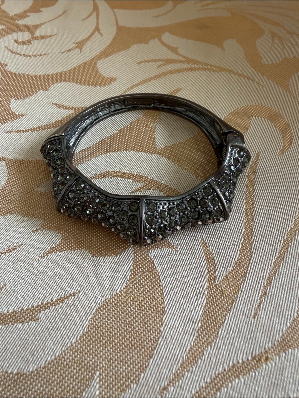 BCBGMaxAzria Gunmetal Crystal-Embellished Hinged Bangle
